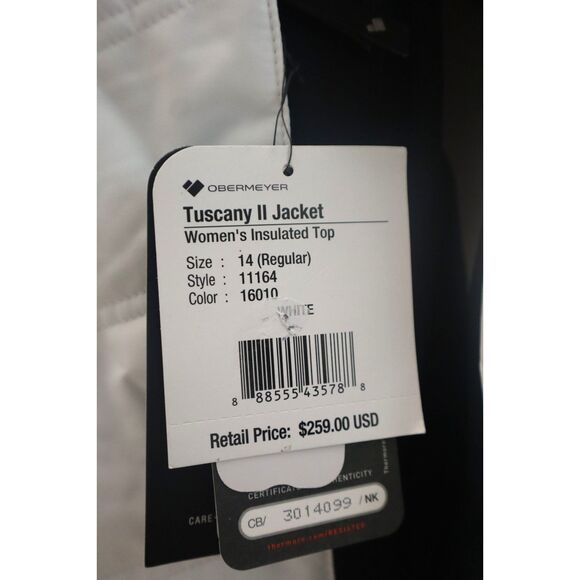 Obermeyer Women's Sz 14 White Tuscany II Insulated Winter Puffer Jacket - Picture 4 of 16